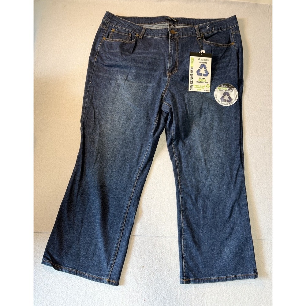 d.JEANS Size 22W Denim Boot Cropped Jeans Plus Size NWT Dark Janet